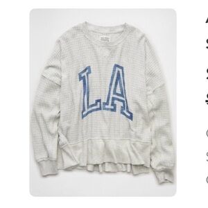American Eagle Big Hit Waffle LA Graphic Sweatshirt-Heather Grey XXL NWT